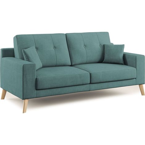Danish modernes Sofa aus weichem, wasserfestem Stoff T02 206 cm petrol (1/5)