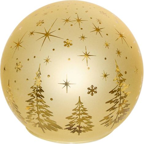 Pallina di natale luminosa a led dorata da appoggio, diametro 10 cm, alimentata a batterie - Atmosphera créateur d'intérieur