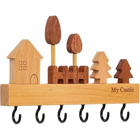 Hängehaken Handtuchhaken Hübscher Wandhaken zur Schlüsselaufbewahrung mit 6 Haken 22 cm Schwarz Dekoratives Wandregal geeignet für Küche und (1/2)