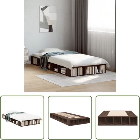 The Living Store Bettgestell Braun Eichen-Optik 75x190 cm Holzwerkstoff - Holzbettfassungen - Bettsystem - Doppelbett - Eiche Möbel - Schlafraum Dekoration (1/5)