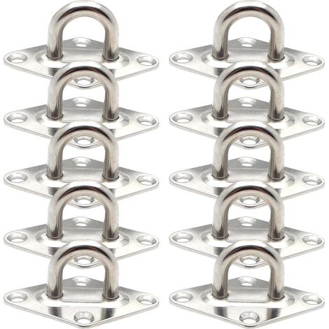 10 pezzi fissaggio anello ancoraggio in acciaio inox 304, piastra occhiello M5 per rimorchio, camion, barca, kayak – 60x36 mm