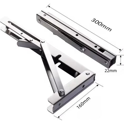 (2 supports d'étagère pliables robustes en acier inoxydable, 30,5 cm - Argent) 2 supports triangulaires droits Billy en acier inoxydable, fixation murale pour étagères et tables (1/5)