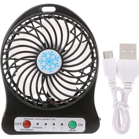 Ventilateur De Bureau Portable - Batterie Rechargeable USB - Lumière Ambiante Et Lampe Torche - 3 Vitesses - 14 x 10 6 x 4 2 Cm (1/5)