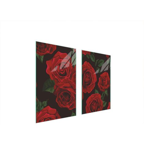 PLAQUE DE PROTECTION EN VERRE POUR POÊLE 75x52 ROSES (1/5)