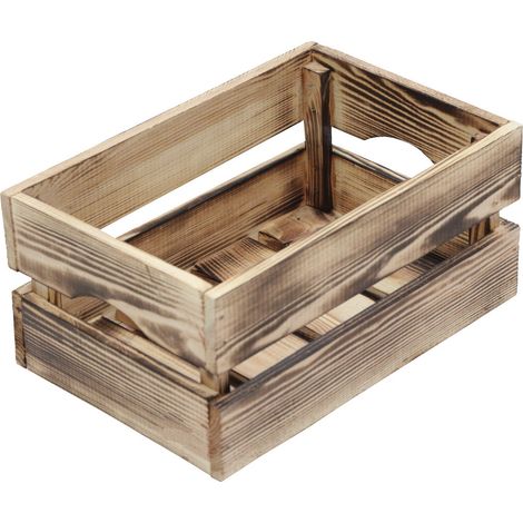 Contenitore a Cassetta Salvaspazio 30x20x14 cm in Legno Effetto Fiammato Naturale (1/2)