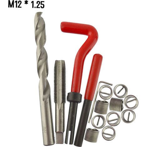 15pcs Kit d'insertion de réparation de filetage métrique M12 Helicoil Car Pro Coil Tool M12 1.75 (1/4)