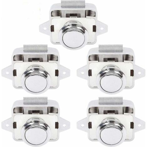 Bouton Poussoir Porte Placard RV Caravane Camping Car Serrure Loquet Fermeture Argent 5 Pièces (1/4)