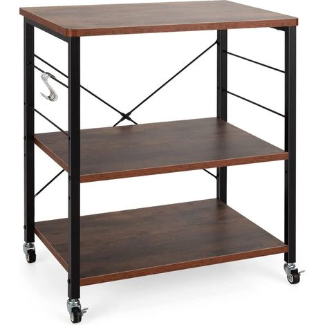 Carrello di servizio con ruote 60 x 40 x 73,5 cm 10 ganci estraibili stile moderno ferro marrone 200011640