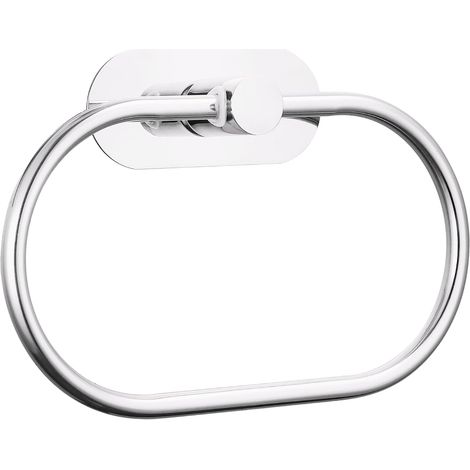 CCYKXA Selbstklebende Handtuchringe für Badezimmer, Wandmontage, Edelstahl, Hardware-Zubehör, ohne Bohren, moderner runder Handtuchhalter, Chrom