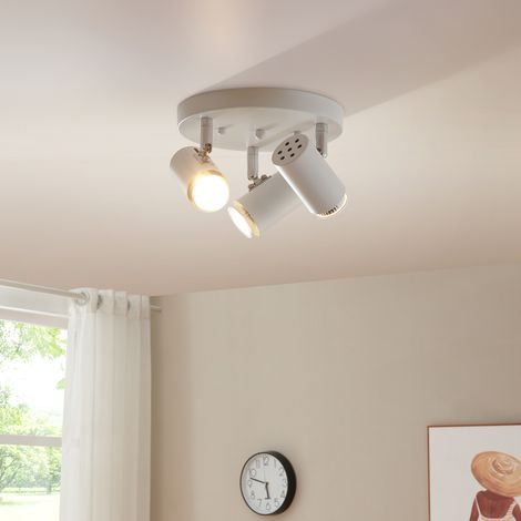 Lámpara de techo Bathgate 3x G10 28W metal/cristal 14xØ5,5- Blanco [lux.pro]