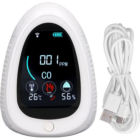 CO Alarm Detector Wifi Remote Control USB Charging Real Time Monitoring Smoke Detector with LCD Display (1/5)