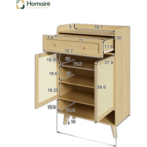 Flur- Garderobenschrank Eiche aus Polyester 80 x 35 x 105 cm HOMAIRE (1/5)