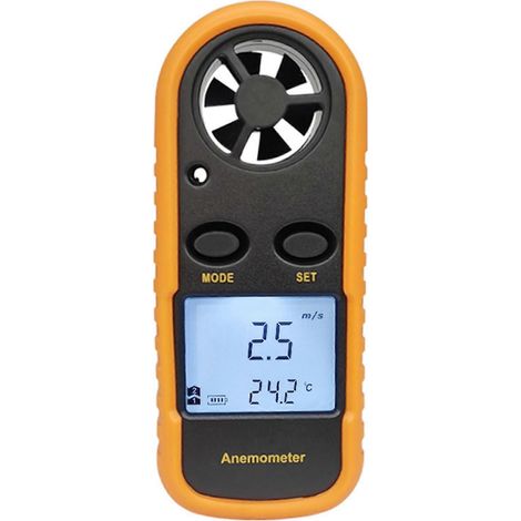 Anémomètre portatif, anémomètre portable avec rétroéclairage LCD, affichage multicolore des données météorologiques. (1/5)