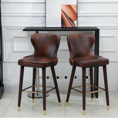 Sedie bar set 2 con schienale in legno 52x53x101 cm OKMYHOME (1/5)