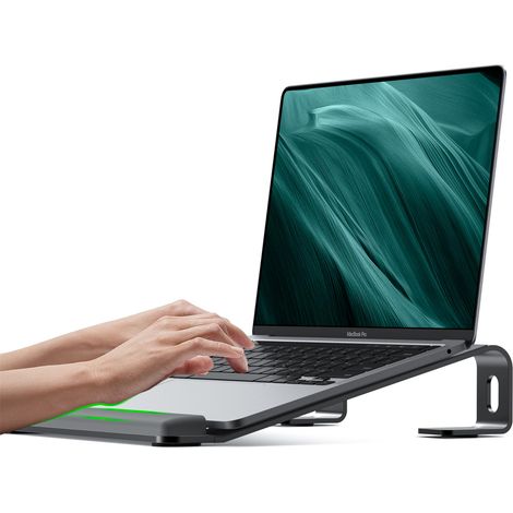 1 Support ordinateur portable, aluminium, pliable, ergonomie, refroidissement, bureau maison (1/5)