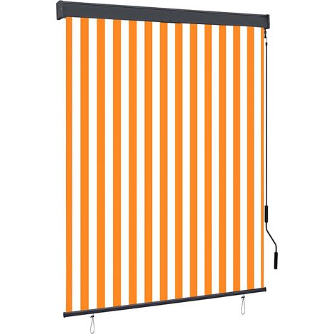 Store enrouleur extérieur 140 x 250 cm blanc et orange