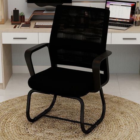 Chaise de Bureau - 45x55x90cm - Design Minimaliste Ergonomique avec Dossier Mesh et Structure en Arc Stable - Noir (1/5)