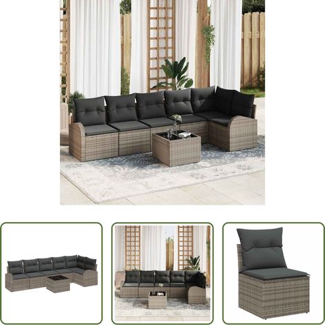 Poly-Rattan - Gartensofa-set Grau Poly-Rattan (1/5)
