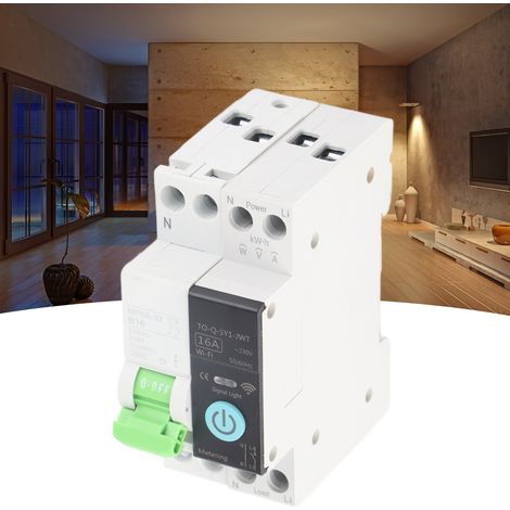 Disjoncteur intelligent TONGOU 230 V avec télécommande, disjoncteur miniature intelligent WiFi, 1P+N 16 A avec compteur (1/5)