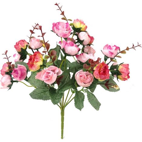 Bouquet De Roses Artificielles - 7 Branches - 21 Fleurs - Diamètre 3 Cm - Hauteur 28 Cm - Largeur 20 Cm - Pour Décoration Intérieure Et Événements (1/5)