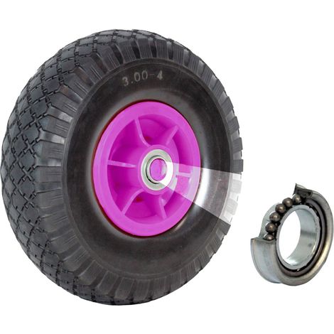 Sackkarrenrad 260x85mm 3.00-4 Bollerwagenrad Luftrad Ersatzrad Nabenlänge 60mm Kugellager pink (1/5)