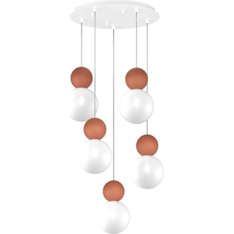 Lampadario moderno top light cottage 1228 s5 t g9 led vetro metallo, colore terra rossa