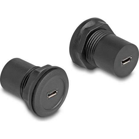 Delock Conector USB 2.0 Tipo Micro-B a USB 2.0 Tipo Micro-B integrado negro