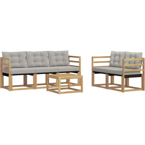 Outdoor Sofa Set with Cushion 6 pcs White and Light Grey vidaXL (1/5)