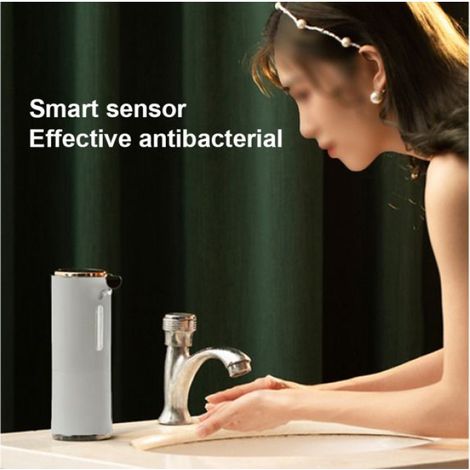 Distributeur de savon automatique sans contact à piles pour salle de bain et cuisine - Blanc (1/5)