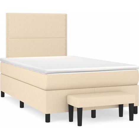 vidaXL Giroletto a Molle con Materasso Crema 120x190 cm in Tessuto (1/5)
