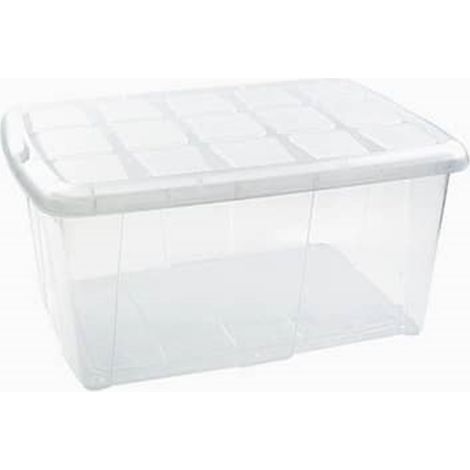 Caja de plástico para almacenaje TRANSPARENTE - 60 L (63x46x32cm) Sin ruedas