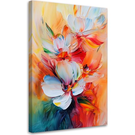 Tableau déco Fleurs colorées Imitation peinture à l'huile 40x60 (1/5)