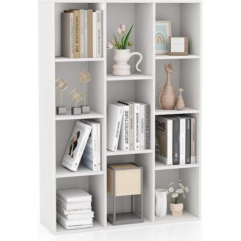 GOPLUS Bibliothèque Ouverte à 11 Cubes, Etagère de Rangementen Bois avec Kits Anti-basculement, Position Verticale ou Horizontale, pour Salon, Chambre, Chambre d'enfant (1/5)