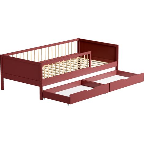 Letto per bambini 190x90cm in terracotta con cassetti ADAM