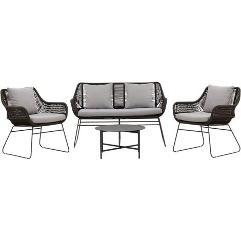 Salon de Jardin "Davao" 133cm Marron & Gris (1/5)