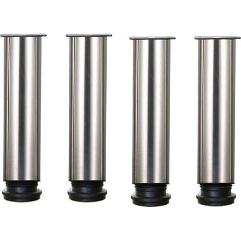 GENERIC-– Lot de 4 pieds de meuble réglables en acier inoxydable – Hauteur ajustable 20cm – Pour canapé, table, armoires – Ø50mm (1/5)