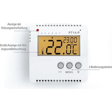Raumthermostat PT14-P programmierbar für Elektroheizung 16A (1/4)