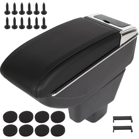 Bracciolo con vano portaoggetti in ecopelle nera per Fiat Sedici 2006 + kit di installazione. (1/2)