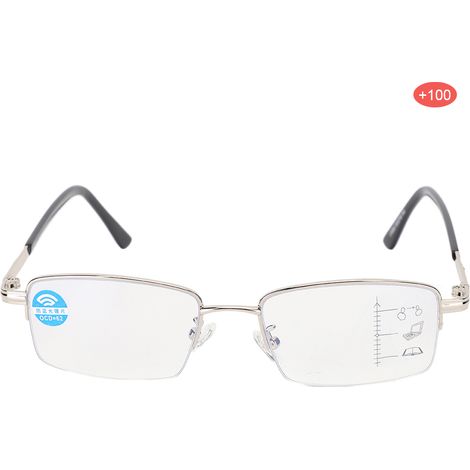 Lunettes de lecture multifocales en métal, anti-fatigue, anti-lumière bleue, pour presbytie, 150 mm, argent. (1/5)