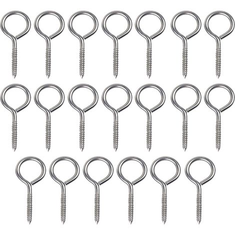 20 boulons à œil M4x50, crochets à vis, vis autotaraudeuses en acier inoxydable 304, œillets, vis à œil, crochets à vis, vis à œil en acier inoxydable (1/5)