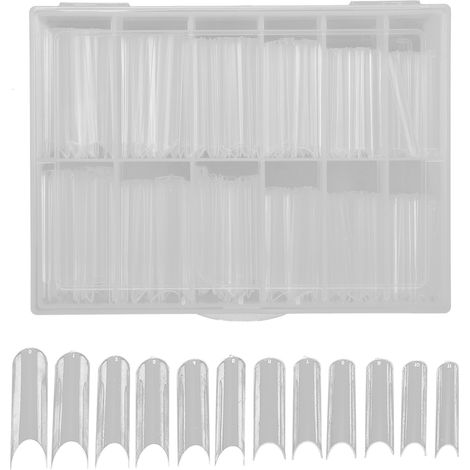 Lot 240 ongles extra longs transparents pour pose à domicile ou en salon - Faux bouts d'ongles clairs DIY (1/5)