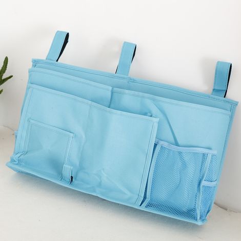 Support de rangement pour lit superposé Support de chevet suspendu pour étudiants du Collège Chariot de panier de lit multi-poches (bleu)