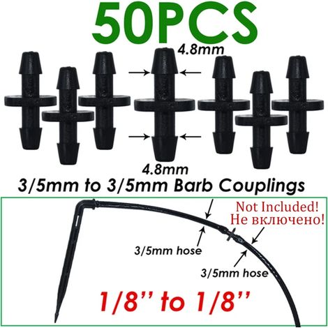(KSL01-916-50PCS) Raccord en T à 3 voies barbelé 1/8'' pour tuyaux d'irrigation goutte à goutte, outils de jardinage (1/4)