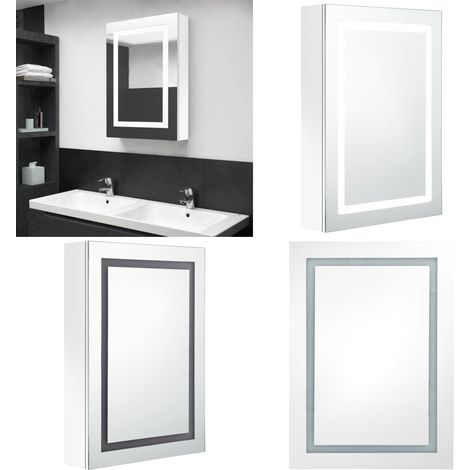 LED-Spiegelschrank fürs Bad Glänzend Weiß 50x13x70 cm - LED-Spiegelschrank - Badezimmermöbel - Kosmetikspiegel - Wandregal - Aufbewahrungsschrank - Home & Living (1/5)