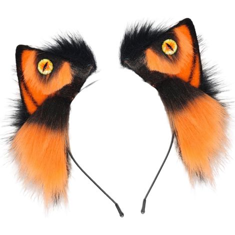 Serre-tête confortable et extensible avec oreilles d'animal en fourrure pour jeu de rôle et Halloween, costume de loup (1/5)