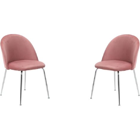 Sedia da pranzo in velluto Rosa con gambe in metallo Cromo - PARIS 2 sedie (1/5)