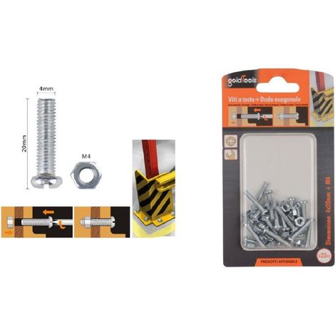 Kaela - Set 22 Pz Viti Vite Testa A Croce Tonda 4x20 Mm Con Dadi Dado Esagonale M4 90961 - (1/2)