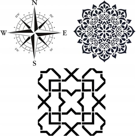 Stencil per pittura, mandala in gesso, cemento architettonico, intonaco decorativo (1/5)