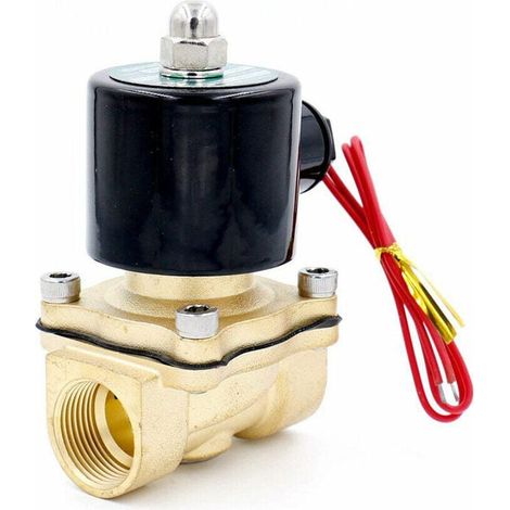1 électrovanne normalement fermée, laiton, 1" (25 mm), 220 V CA / 12-24 V CC, pour eau et air (1/4)