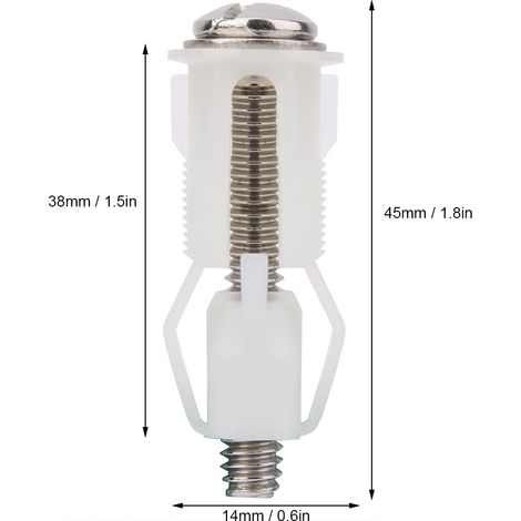DIY-Befestigungsschrauben für WC-Sitze aus Kunststoff, 6er-Set aus weißem ABS mit 45-mm-Edelstahlschrauben